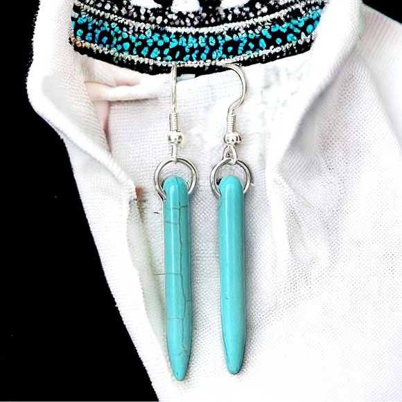 5 For $25💫Santa Fe Boho Turquoise Spike Dangles Earrings - Picture 3 of 6